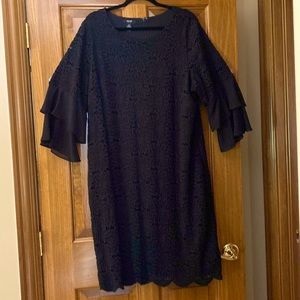 Alfani dress. Women’s 20W. Black eyelet overlay. Fully lined. Bell sleeved.